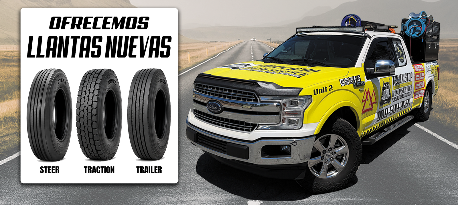 We provide new tires and emergency truck tire repair service