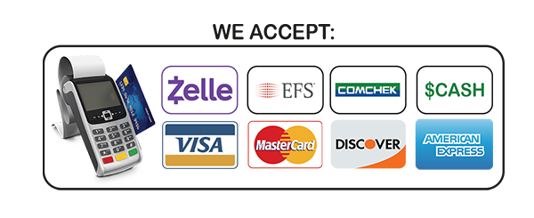 We accept credit cards, Zelle and cash